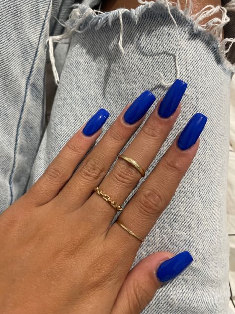 Electric Blue Nails Coffin, Navy Blue Nails Dark Skin, Coffin Acrylic Nails Navy Blue, Bright Dark Blue Nails, Dark Blue Square Nails, Electric Blue Nails Acrylic, Dark Blue Gel Nails, Nails Electric Blue, Acrylic Nails Solid Color