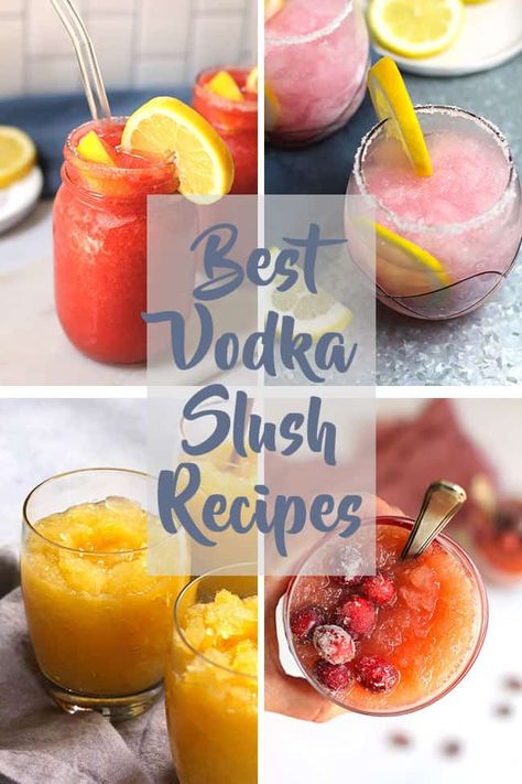 Alcholic Drink Slushie, Alcoholic Drinks With Frozen Fruit, Vodka Blended Drinks, Slushy Cocktails Recipes, Slushie Cocktails Frozen Drinks, Vodka Smoothie Recipes, Frozen Fruit Vodka Drink, Alcoholic Slush Recipes Frozen, Slushy Alcohol Drinks Bucket