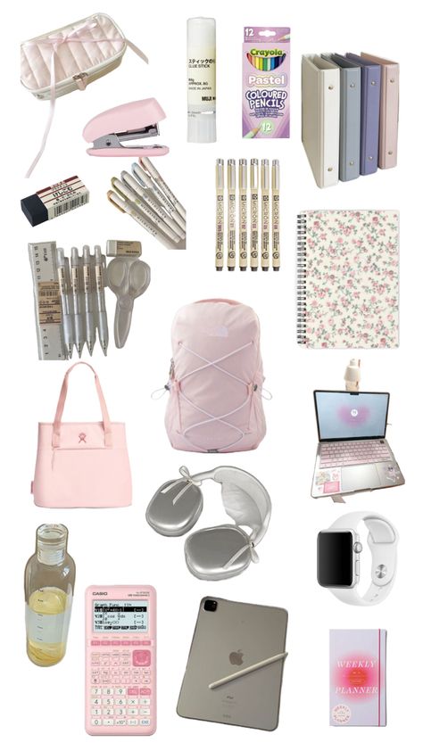 #backtoschool #collegeessentials #pinkaesthetic #school #highschool Aesthetic School Supplies Highschool, School Essentials Highschool, Back To School Supplies Highschool, Highschool Essentials, Aesthetic School Supplies, School Highschool, School Lifestyle, School Supplies Highschool, Pretty School Supplies