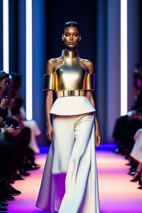 Lexica - Hyperrealistic and heavy detailed Dior runway show of Futurism , leica sl 2 5 0 mm, vivid color, high quality, high textured, real life Fashion Of The Future, Futurism Clothing, High Tech Fashion, Future Clothing, Alien Clothes, Futurism Fashion, Dior Runway, Conceptual Fashion, Runway Outfits