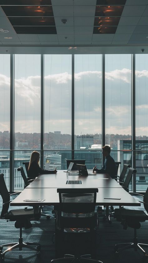 Office Meeting View: Two professionals engaged in a discussion at a modern office conference room with a cityscape background. #office #meeting #cityscape #professionals #discussion #conference #modern #building #aiart #aiphoto #stockcake https://ayr.app/l/sBSY Client Meeting Aesthetic, Building Office, Office Meeting Aesthetic, Business Professional Aesthetic, Board Meeting Room, Corporate World Aesthetic, Office Party Aesthetic, Work Meeting Aesthetic, Meeting Room Aesthetic