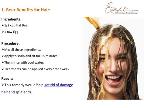 Home remedies for damaged hair Hair Treatments, Remedies For Damaged Hair, Beer Benefits, Egg Hair, Beer For Hair, Hair Diy, Beauty Hair Makeup, Growth Tips, Hair Remedies