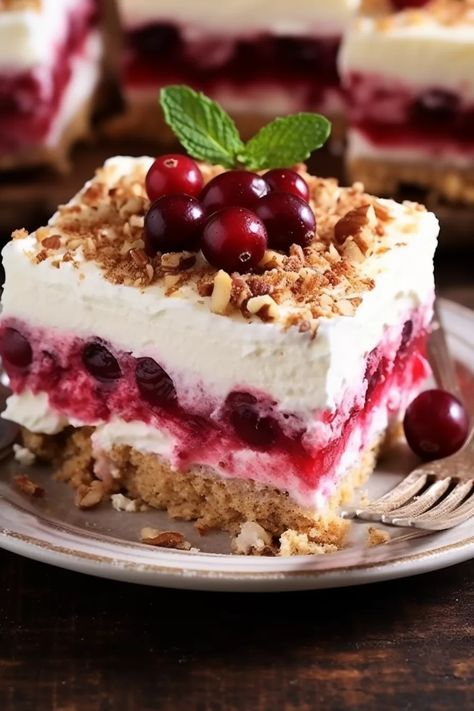 No-bake Cranberry Yum Yum No Bake Cranberry Yum Yum, Cranberry Yum Yum Dessert, Christmas Dessert Cranberry, Cranberry Yum Yum, Fresh Cranberry Desserts, Cranberry Desserts Christmas, No Bake Cranberry Cheesecake, Cranberry Dessert Recipes, Cranberry Recipes Dessert