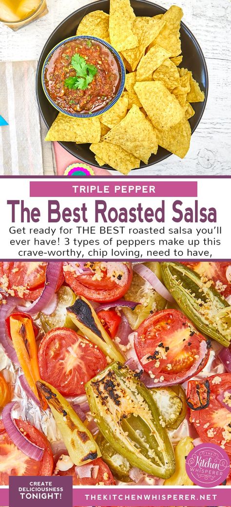 Roasted Vegetable Salsa, Scorpion Pepper Salsa, Oven Roasted Salsa Recipe, Roasted Pepper Salsa Recipe, Oven Roasted Salsa, Nachos And Salsa, Roasted Pepper Salsa, Restaurant Salsa Recipe, Roasted Tomato Salsa Recipe