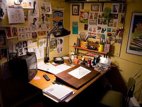 Home Art Studios, Artist Workspace, Art Studio Space, Art Studio Room, Art Studio Design, Art Studio At Home, Drawing Table, Studio Room, Study Space