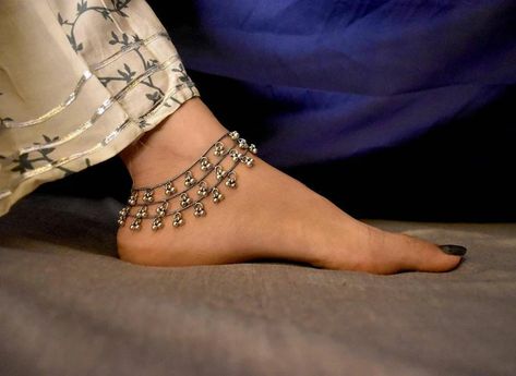 Ghungroo Multilayer Payal Anklets Indian Oxidised Jewelry | Etsy India Pie, Ghungroo Anklets, Antique Silver Anklet, Payal Designs Silver, Oxidised Jewelry, Silver Anklets Designs, Junk Jewellery, Silver Payal, Anklets Indian