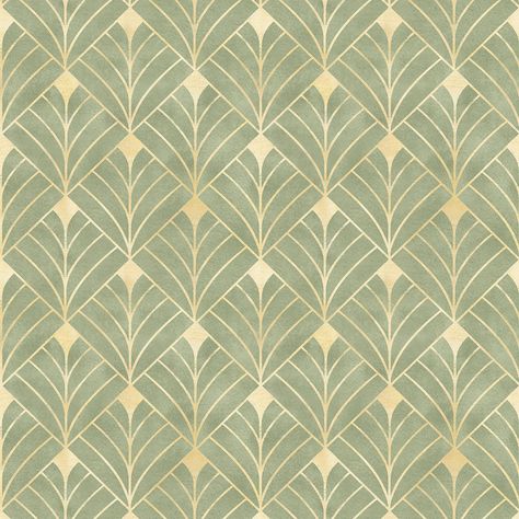 Elevate your living space with the enchanting allure of our Gatsby wallpaper in this olive and vintage gold colorway. A symphony of opulent olive tones entwines harmoniously with the rich vintage gold, conjuring an ambience of refined luxury. Inspired by the lavish elegance of art nouveau design, the ornamental diamond pattern exudes sophistication, while the glistening golden lines weave an intricate tapestry of symmetry and grace. As light dances upon its surface, the wallpaper transforms into Olive Tone Wallpaper, Vintage Geometric Wallpaper, Wallpapers Geometric Pattern, Art Nouveau Wall Paper, Art Nouveau Tapestry, Art Deco Aesthetic Wallpaper, Art Neauveau Wallpaper, 1910s Bedroom, Gilded Wallpaper