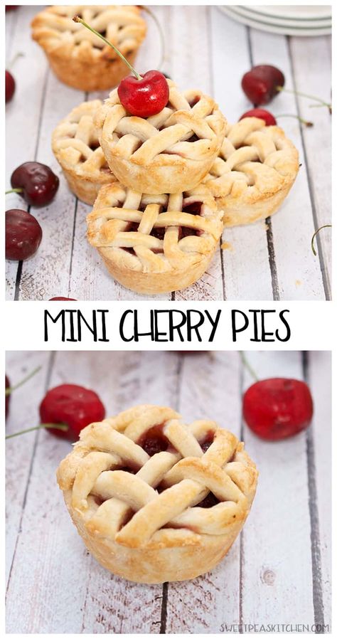 Pie Business, Muffin Meals, Pies Dessert, Bite Size Pies, Mini Cherry Pies, Cherry Pies, Homemade Crust, Dessert Pie Recipes, Airplane Food