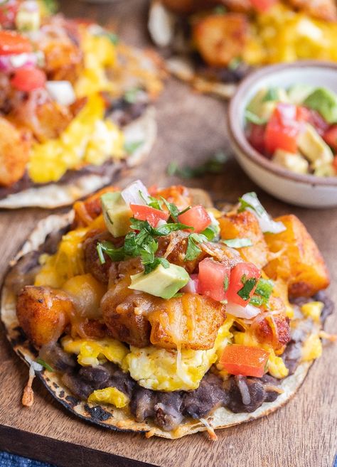 First Watch Breakfast Tacos, Texas Breakfast Tacos, Breakfast In Bed Recipes, Taco Breakfast, Taco Ideas, Open Sandwiches, Breakfast Nachos, Potato Breakfast, Gf Breakfast