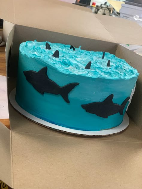 Shark Birthday Cakes For Boys, Shark Birthday Party Cake, Simple Shark Cake, Shark Cakes, Shark Cakes For Kids Boys, Shark Cake Ideas, Shark Cake Aesthetic, Shark Birthday Cake, Diy Shark Birthday Cake