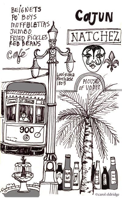 New Orleans Drawing Simple, New Orleans Coloring Pages, Cajun Wedding, Nola Bachelorette Party, Nola Art, Travel Journal Prompts, Nola Bachelorette, Pirate History, Whimsy Art