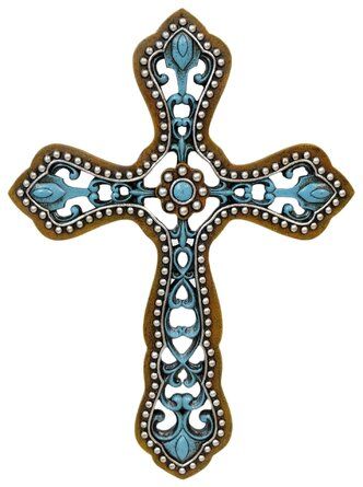 Cross Wall, Cross Wall Decor, Wall Cross, Cross Art, Turquoise Accents, Religious Cross, Crosses Decor, Wood Crosses, Wooden Cross