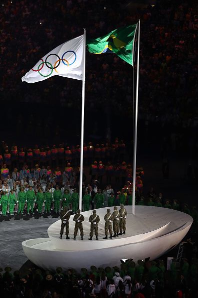 #RIO2016 The Olympic flag is hoisted during the Opening Ceremony of the Rio 2016 Olympic Games at Maracana Stadium on August 5 2016 in Rio de Janeiro Brazil Olympic Flag, 2016 Olympic Games, Olympics Opening Ceremony, 2016 Pictures, Summer Olympic Games, Winter Olympic Games, Rio Olympics 2016, 2020 Olympics, Rio Olympics