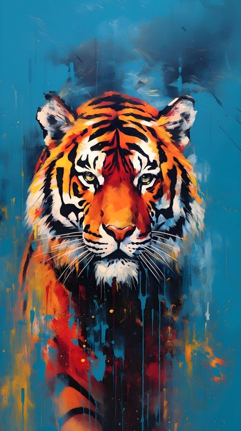 Tiger Painting Abstract, Tiger Painting Acrylic, Abstract Painting Acrylic Modern, Watercolor Art Face, Tiger Artwork, French Bulldog Art, Dog Pop Art, Tiger Painting, Big Cats Art