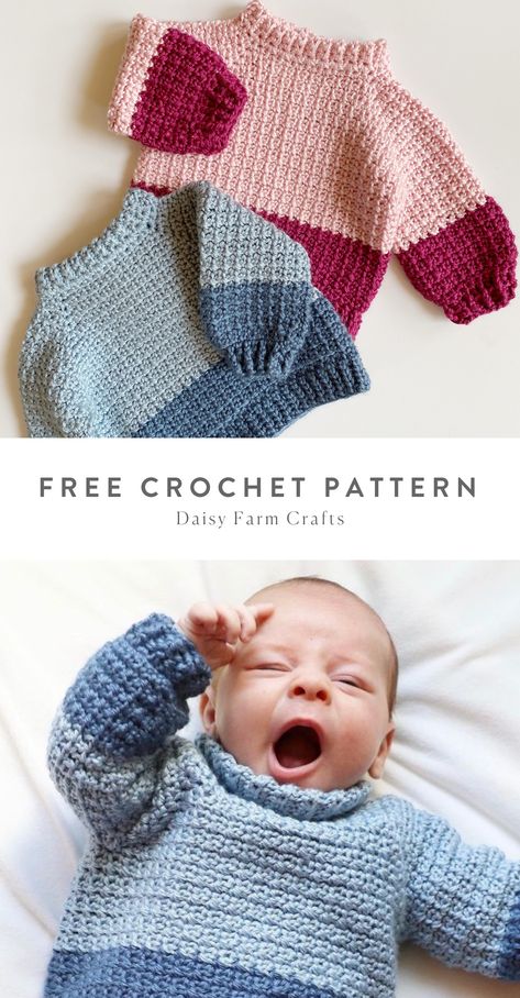 Crochet Baby Projects, Crochet Baby Sweater Pattern, Crochet Baby Sweaters, Crochet Baby Sweater, Baby Sweater Patterns, Pull Crochet, Pull Bebe, Knit Baby Sweaters, Haken Baby