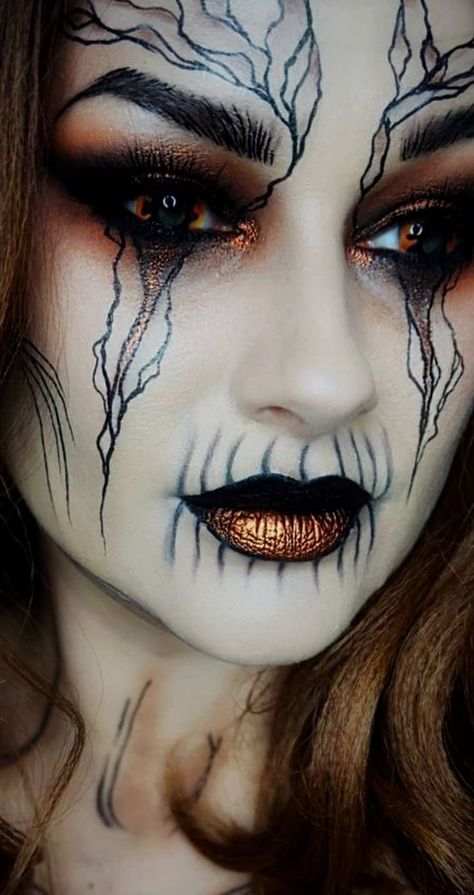 Dark Faerie Makeup, Dark Fairy Makeup Ideas, Evil Witch Makeup, Evil Fairy Makeup, Dark Witch Makeup, Dark Fantasy Makeup, Faerie Makeup, Scary Witch Makeup, Evil Makeup