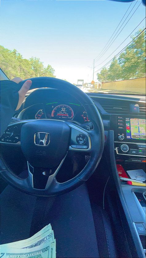 New Car Aesthetic Honda Civic, Honda Fit Aesthetic, Car Asthetic Picture, Honda Driving, Honda Fit Interior, Honda Civic Aesthetic, Honda Civic Interior, Honda Crv Interior, Civic Interior