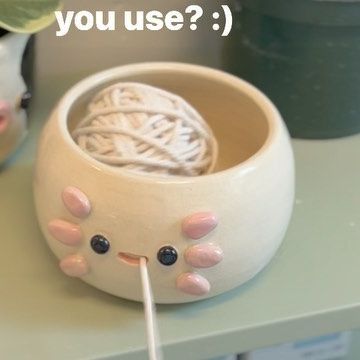 cotta ceramics on Instagram: "new wheel-thrown yarn bowls for this upcoming restock on August 22nd at 3pm PST! :)" Clay Diy Bowl, Clay Knitting Bowl, Crochet Ceramic Bowl, Clay Yarn Bowls, Crochet Ceramic, Ceramics On The Wheel, Ceramic Bowls Ideas, Cute Yarn Bowl, Pinch Pot Ideas Ceramics Animals