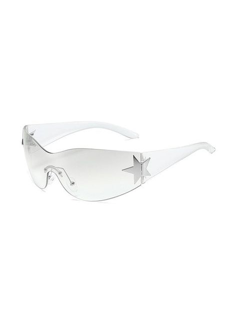 Y2K Star Sleek Sporty Sunglasses - HouseofHalley White Y2k Accessories, Stargirl Sunglasses, Yk2 Sunglasses, Indie Dark Academia, Shirt Runway, Indie Dark, Y2k Glasses, Night Out Club, Iconic Sunglasses