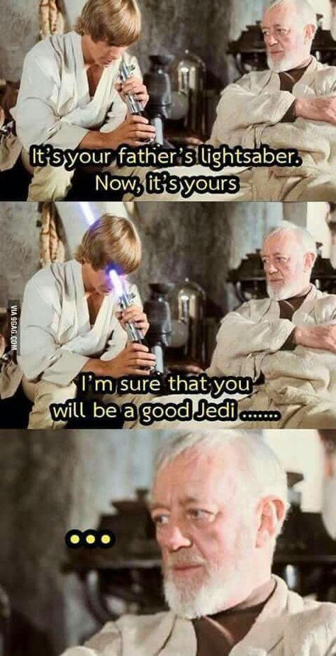 ~Star Wars ~Luke Skywalker and Obi-Wan Kenobi : Aaaand there goes creating a potential Jedi 😂😂😂😂 Star Wars Video, Star Wars Meme, Funny Star Wars Memes, Star Wars Quotes, High Ground, Star Wars Jokes, Star Wars Facts, Stars Wars, Star Wars 2