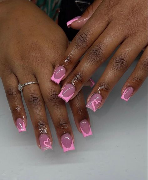 Cute Pink Nails, Girly Acrylic, Acrylic Toe Nails, Colored Acrylic Nails, Girly Acrylic Nails, French Tip Acrylic Nails, French Acrylic Nails, Short Square Acrylic Nails, Acrylic Nails Coffin Pink