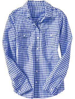 Blue Checkered Shirt, Blue Checkered, Gingham Shirt, Checkered Shirt, Blue Gingham, Khaki Shorts, Junior Outfits, Date Outfits, Camping Shirt