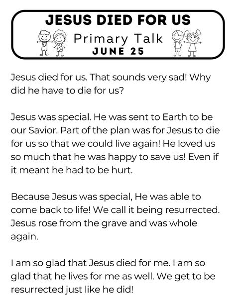 Primary Talks, Christian Women's Ministry, March Crafts, Toddler Class, Bible Study Help, Why Jesus, Bible Printables, Primary Lessons, Faith Formation