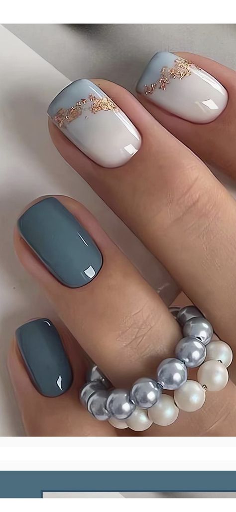 Wedding Nails For Blue Dress, Navy Blue Silver Nails, Nails For Blue Dress, Blue Silver Nails, Navy And Silver Nails, Bridesmaid Nails, Blue And Silver Nails, Bridesmaids Nails, Mani Ideas