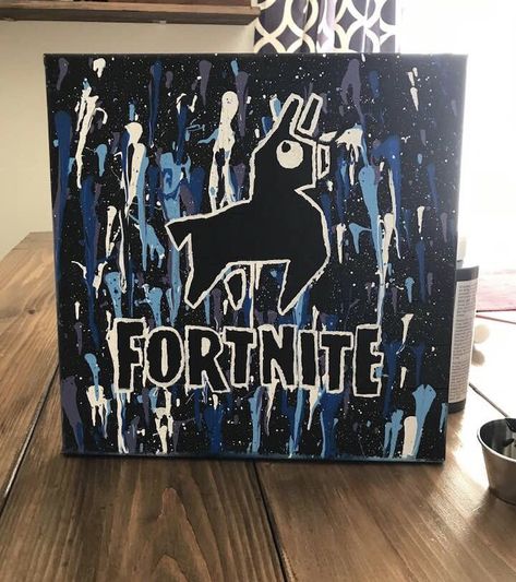 Fortnite llama canvas Fortnite Painting Canvas Easy, Fortnite Painting Canvas, Fortnite Painting Ideas, Fortnite Painting, Fortnite Bedroom, Wren Painting, Fort Night, Fortnite Llama, Diy Christmas Gifts For Kids