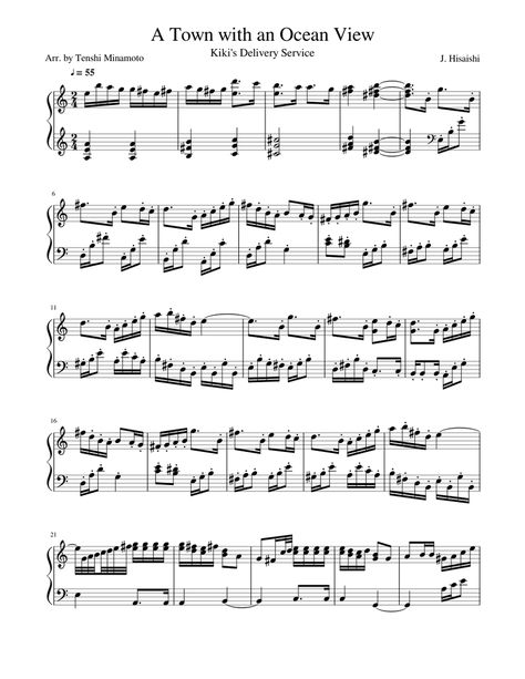 Download and print in PDF or MIDI free sheet music for うみ の みえる まち a town with an ocean view by Joe Hisaishi arranged by nguyendynasty for Piano (Solo) Ocean Eyes Piano Letters, Flute Sheet Music Disney, Under The Sea Flute Sheet Music, Pirates Of The Caribbean Piano, Studio Ghibli Piano Sheet Music, Free Flute Sheet Music, Ocean Eyes Piano, A Town With An Ocean View, Popular Piano Sheet Music