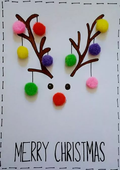 Christmas Cards Handmade Kids, Christmas Cards For Kids, Cards For Kids To Make, Button Christmas Cards, Handprint Christmas, Fun Christmas Cards, Create Christmas Cards, Christmas Cards Kids, Simple Christmas Cards