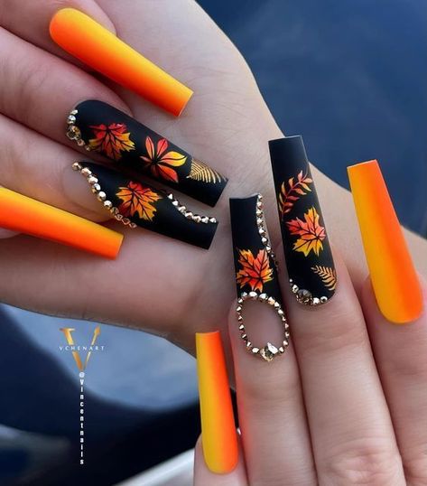 Nail Swag, Beach Nail Art, Neon Nail Designs, October Nails, Matte Nails Design, Dope Nail Designs, Acrylic Nails Coffin Pink, Thanksgiving Nails, Nail Styles