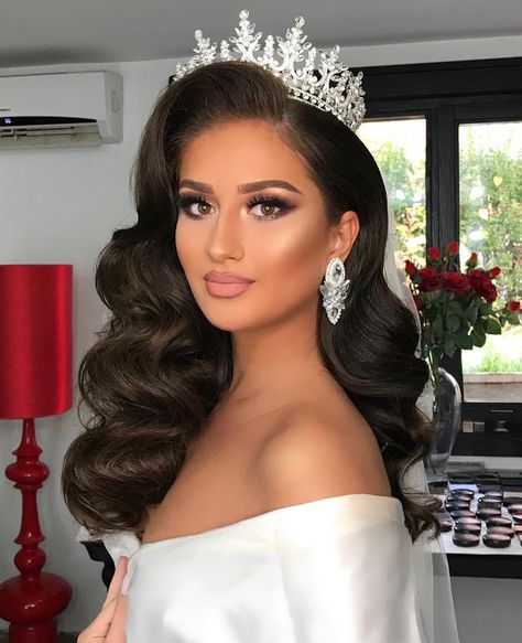 Beauty from Peja #hair and #makeup by #STUDIOArber Bridal Makeup For Brunettes, Pageant Hair, Blonde Balayage Highlights, Brunette Makeup, Quinceanera Hairstyles, Quince Hairstyles, Best Wedding Hairstyles, Bridal Makeup Looks, Wedding Hair Inspiration