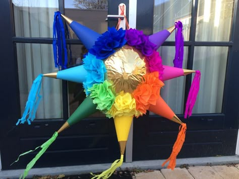 Pinatas Mexicanas, Mexican Piñatas, Mexican Pinata, Rainbow Pinata, Star Pinata, Ward Christmas Party, Mexican Party Decorations, Piñata Ideas, Mexican Birthday