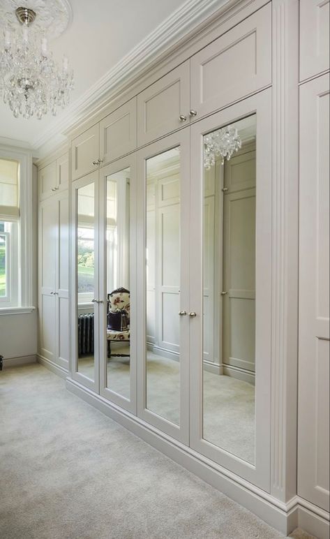 Mirrored Wardrobe Doors, Bedroom Built Ins, Bedroom Built In Wardrobe, Mirrored Doors, Dressing Room Closet, Dream Closet Design, Luxury Closets Design, Wardrobe Interior Design, Wardrobe Room