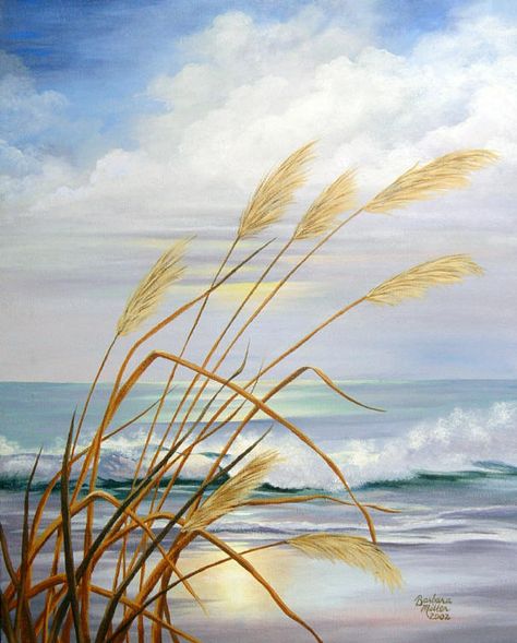 sea oats - Bing Images//where I would like to be Sea Oats, Beach Art Painting, Beach Watercolor, Watercolor Landscape Paintings, Ocean Painting, White Clouds, Beach Painting, On Beach, Seascape Paintings