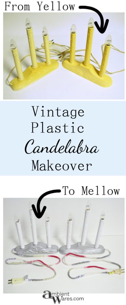 These vintage plastic candelabras just need a little love with some paint and a little try at DIY and they're good to go! Christmas Candelabra Ideas, Candlelabra Diy, Candleabra Ideas, Candelabra Decor, Diy Taper Candles, Craft Monster, Vintage Lighting Diy, Christmas Candelabra, Candle Embellishments