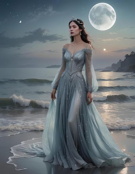 Celestial Moonlight Embellished Gown for Formal Events Moon Dress Aesthetic, Moon Dress Gowns, Starfall Gown, Moon Gown, Moonlight Masquerade, Star Gown, Fantasy Dress Aesthetic, Celestial Gown, Textured Gown