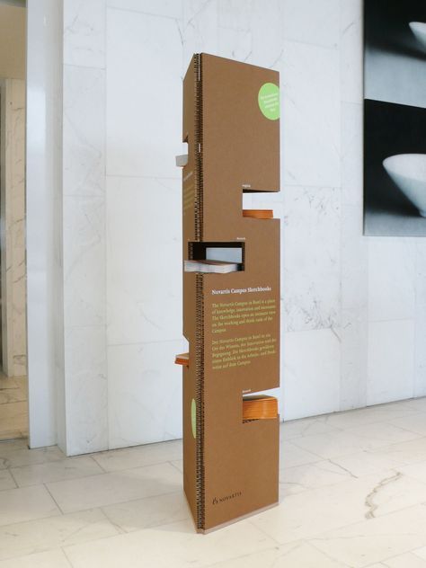 Art Display Ideas Exhibitions, Cardboard Display Design, Cardboard Exhibition, Booth Display Ideas, Exhibition Display Stands, Standing Signage, Cardboard Stand, Brochure Stand, Cardboard Display Stand