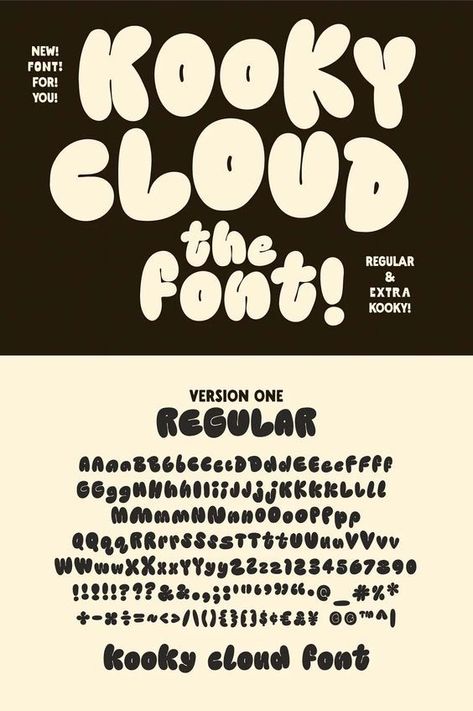 Kooky Cloud! Unique Bold - The Suppply Co Aesthetic fonts Font fonts #font #font Fonts Symbols, Fonts Bubble, Block Letter Fonts, Bubbly Font, Free Typography Fonts, Cute Fonts Alphabet, Edgy Fonts, Bubble Letter Fonts, Font Bubble