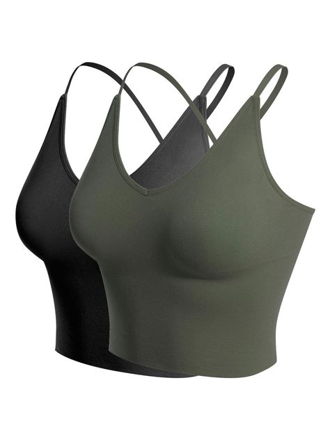 PRICES MAY VARY. FEATURING: Seamless/ Light Weight/ Crisscross Back Adjustable Strap/ Removable Pads/ 4 Way Stretch Compressive Fabric for Great Support and Comfort. CARE FEATURES: Hand Wash Cold With Like Colors (Wash Pads Separately Recommended)/ Hang Dry. SATISFACTION PRIORITY: If you have any problem with your order, rest assured that we will do everything we can do to make it right. MUST-HAVE WORKOUT CROP BRA TANK TOP: Our sports bra offers extra stretchability and softness for all-day comf Bra Tank Top, Yoga Tank Top, Crop Bra, Bra Tank, Yoga Tank, Tank Top Bras, Yoga Tank Tops, Long Torso, Gym Wear