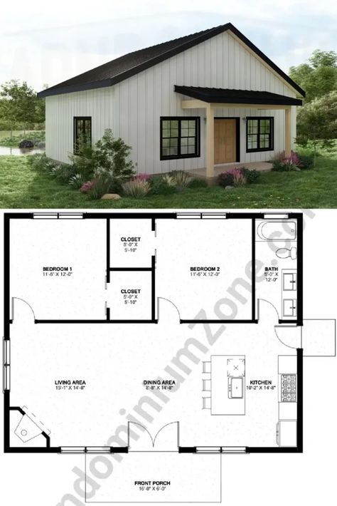 2-Bedroom The Byron Barndominium - Ideal Starter Or Vacation Home Metal Building Guest House, Tiny Home 2 Bedroom Floor Plans, 1 Bed 1 Bath Barndominium, Shed Home Layout, 2 Bed 1 Bath Barndominium, Small House Blueprints 2 Bedroom, 800 Sq Ft Barndominium, Shed House Plans Layout, 900 Sq Ft Barndominium