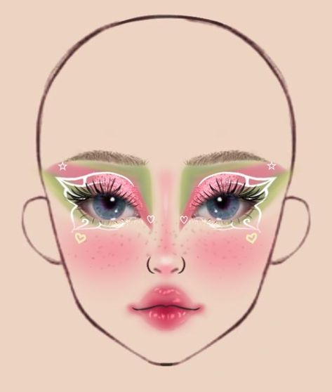 Portals Melanie Martinez Inspired Outfits, Makeup For Melanie Martinez Concert, Melanie Martinez Portal Make Up, Portals Tour Makeup Ideas, Melanie Martinez Portals Makeup Ideas, Melanie Martinez Aesthetic Makeup, Portals Makeup Look, Makeup Face Charts Ideas, Trilogy Tour Makeup Ideas K-12