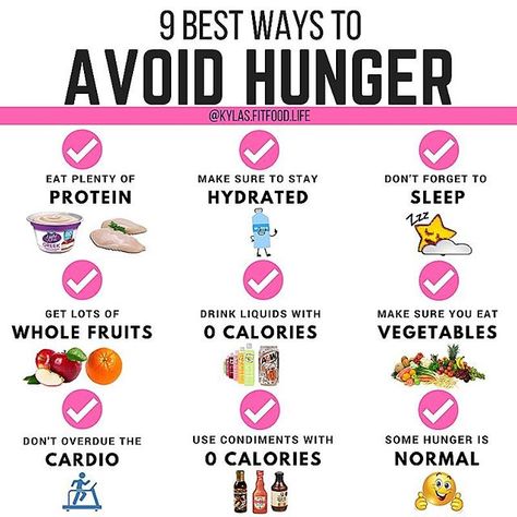 A FEW WAYS TO AVOID HUNGER — Being hungry sucks. Reason being, when you get hungry, you're more likely to be grumpy, irritable, lethargic, and lack motivation. This can significantly increase your chances of overeating. Thankfully there are tons of things to fight hunger. - Here's just a few: - Eat Plenty of Protein - it's the most filling of all three macronutrients. -  Eat fruit in its WHOLE form. That way you get the benefits of the water and fiber and also helps you feel "fuller". -  Eat lot Lack Motivation, Health Images, Diet Soda, Eat Fruit, Special Diets, What To Eat, Health Blog, Health Diet, Healthy Weight