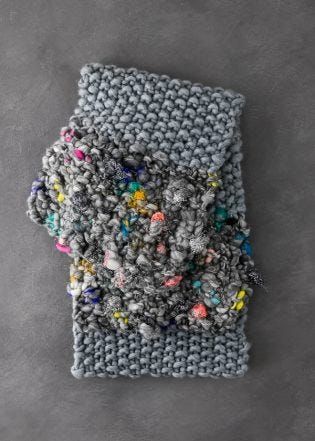 Edge Of The Universe Scarf - Purl SohoPurl Soho Modern Knitting Patterns, Edge Of The Universe, Knit Collage, Rigid Heddle Weaving, Fabric Scarf, Modern Knitting, Purl Soho, Seed Stitch, How To Purl Knit