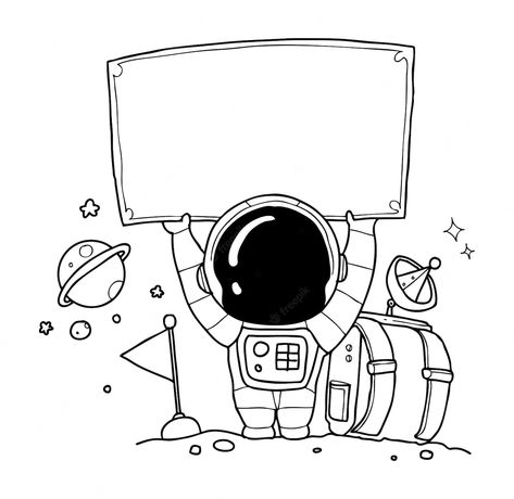 Galaxy Cartoon, Astronaut Drawing, Space Doodles, Astronaut Cartoon, Moon Galaxy, How To Make Frames, Arte Doodle, Cute Astronaut, Space Drawings