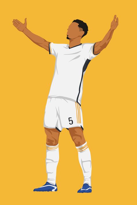 Jude Bellingham in minimalist drawing style Realmadrid Art Wallpaper, Bellingham Drawing, Football Illustration Art, Footballer Illustration, Laliga Football, Sports Illustrations Art, Football Player Drawing, Sports Cartoon, Soccer Artwork