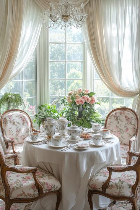 29 Old Money Living Room Ideas for Classic Style 4 Tea Room Decor Vintage, Tea Room Furniture, Tea Area Ideas, Mini Sunroom, Tea Room Ideas, Fine China Display, Old Money Homes, Old Money Living Room, English Tea Room