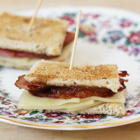 Apple Butter Ham and Cheese Tea Sandwiches Simple Tea Sandwiches, Spring Party Recipes, Cheese Tea Sandwiches, Tea Party Sandwiches Recipes, Cheese Tea, High Tea Food, Tea Sandwich, Tea Party Sandwiches, Tea Sandwiches Recipes