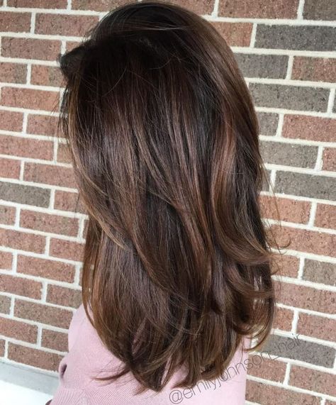 Long Dark Hair with Chocolate Highlights Dark Chocolate Hair, Dark Chocolate Brown Hair, Chocolate Brown Hair Color, Chocolate Hair, Chocolate Brown Hair, Long Dark Hair, Winter Hair Color, Color Chocolate, Brown Hair With Highlights